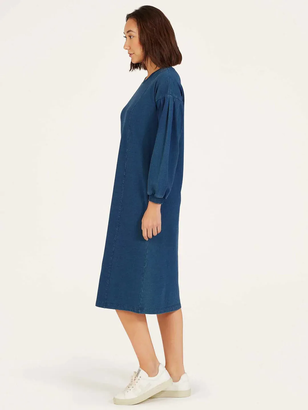 NOW 25% OFF Thought Clothing Ioana Organic Cotton Jersey Dress in Indigo Blue