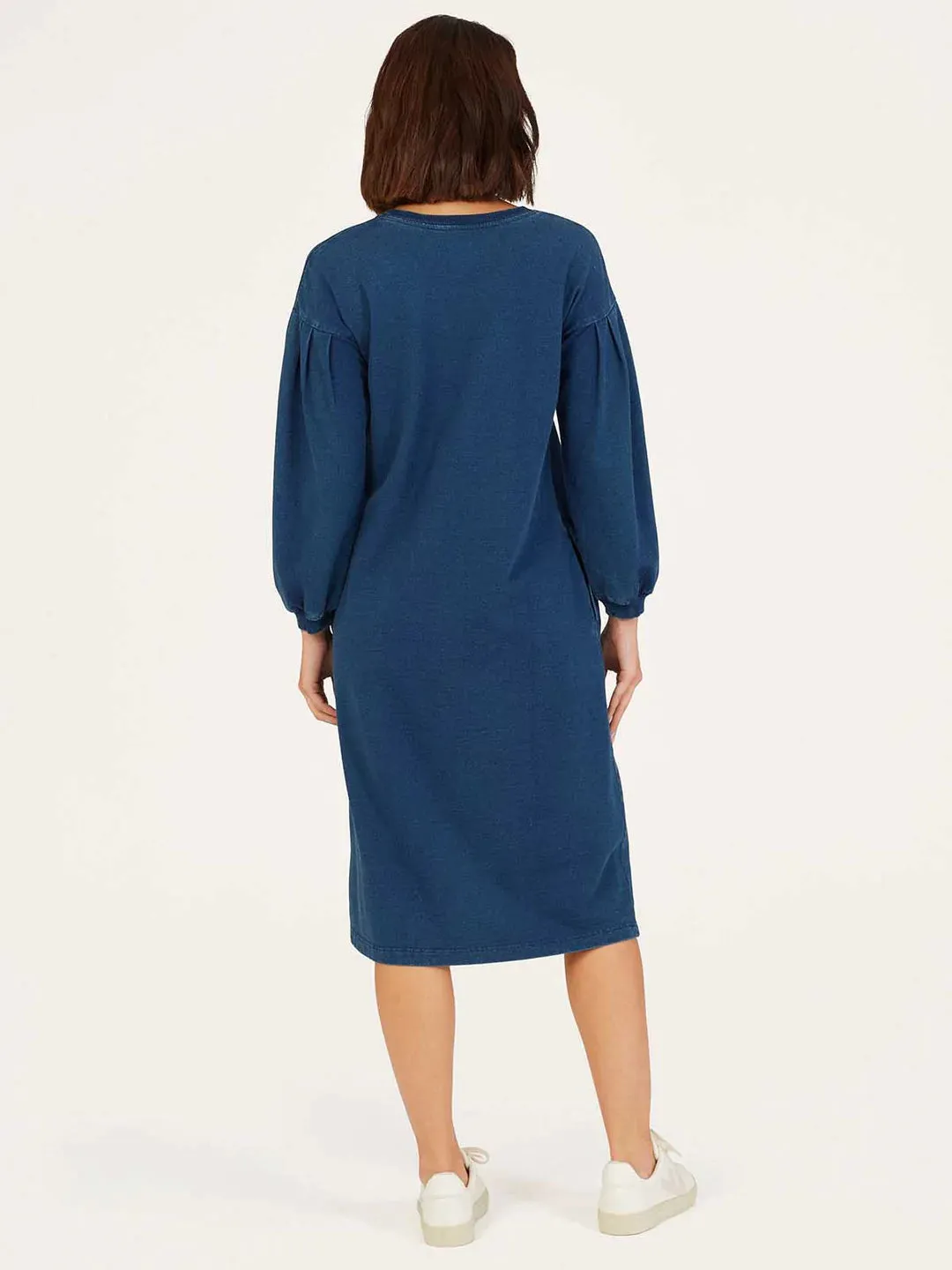 NOW 25% OFF Thought Clothing Ioana Organic Cotton Jersey Dress in Indigo Blue