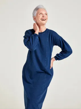 NOW 25% OFF Thought Clothing Ioana Organic Cotton Jersey Dress in Indigo Blue