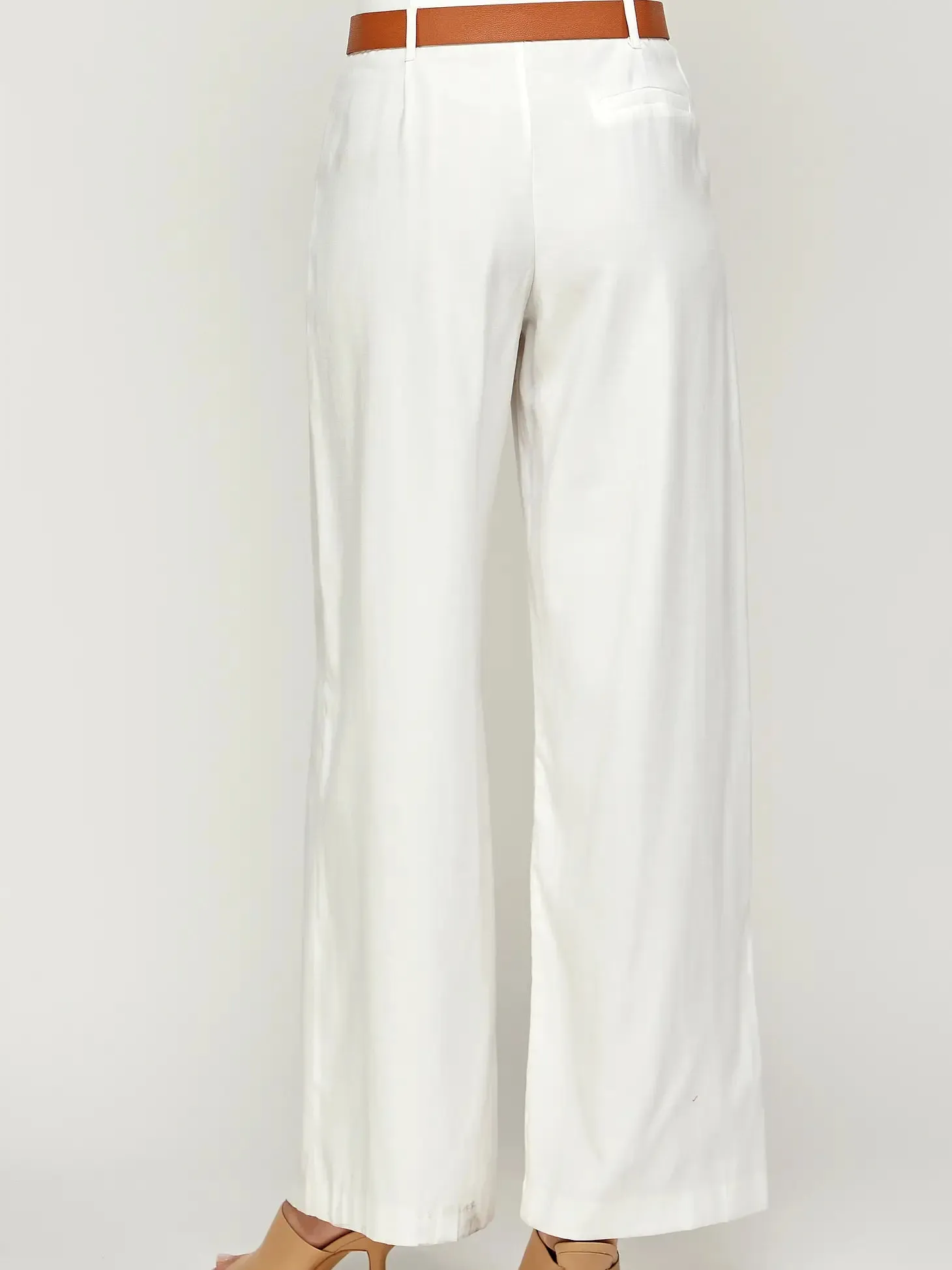 Office Chic White Wide Legged Trousers