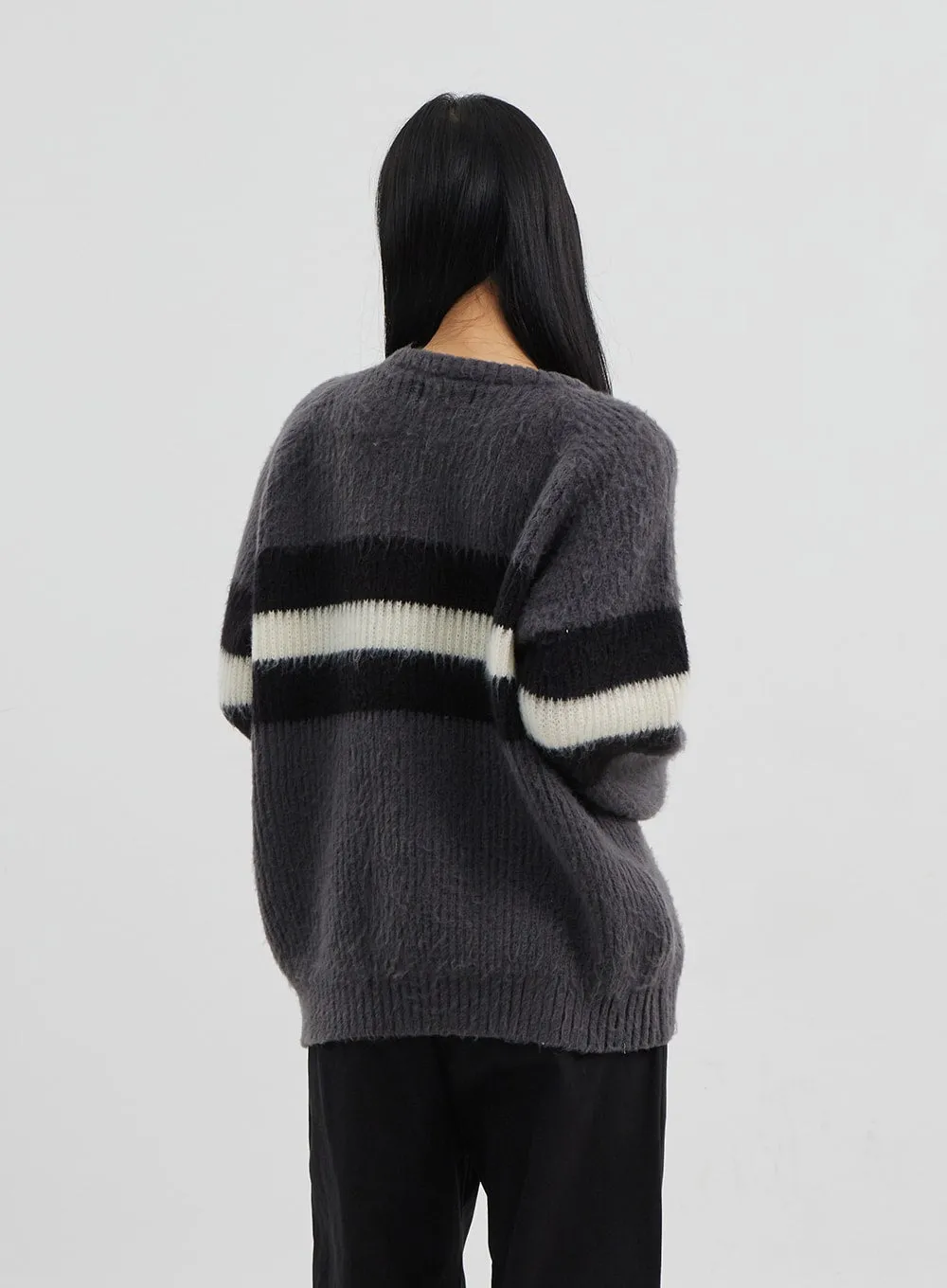 Oversized Crewneck Stripe Sweater CJ319