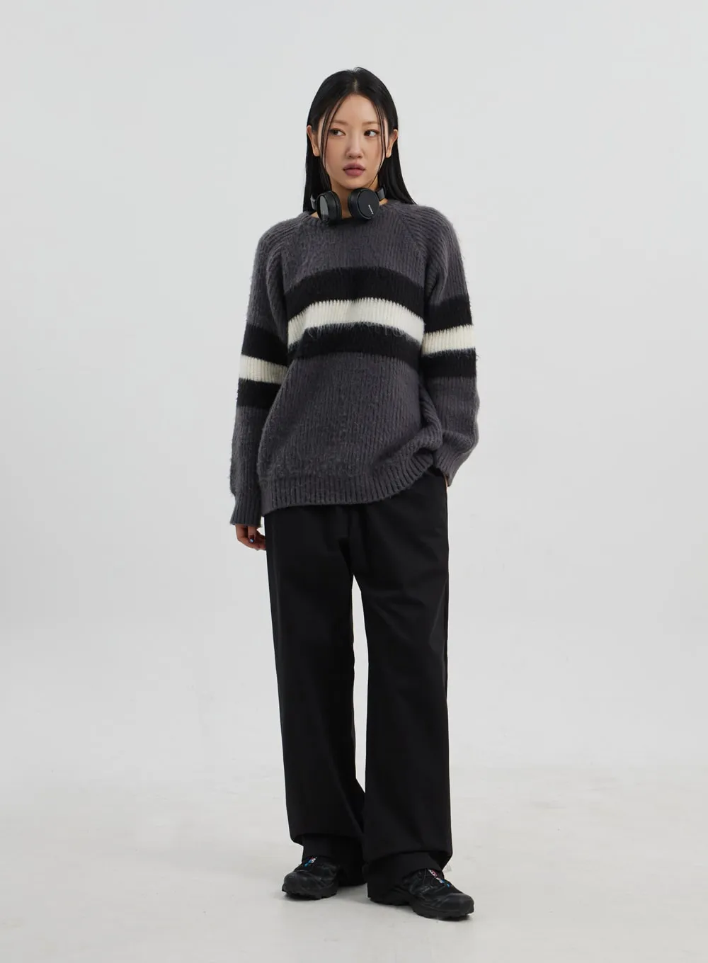 Oversized Crewneck Stripe Sweater CJ319