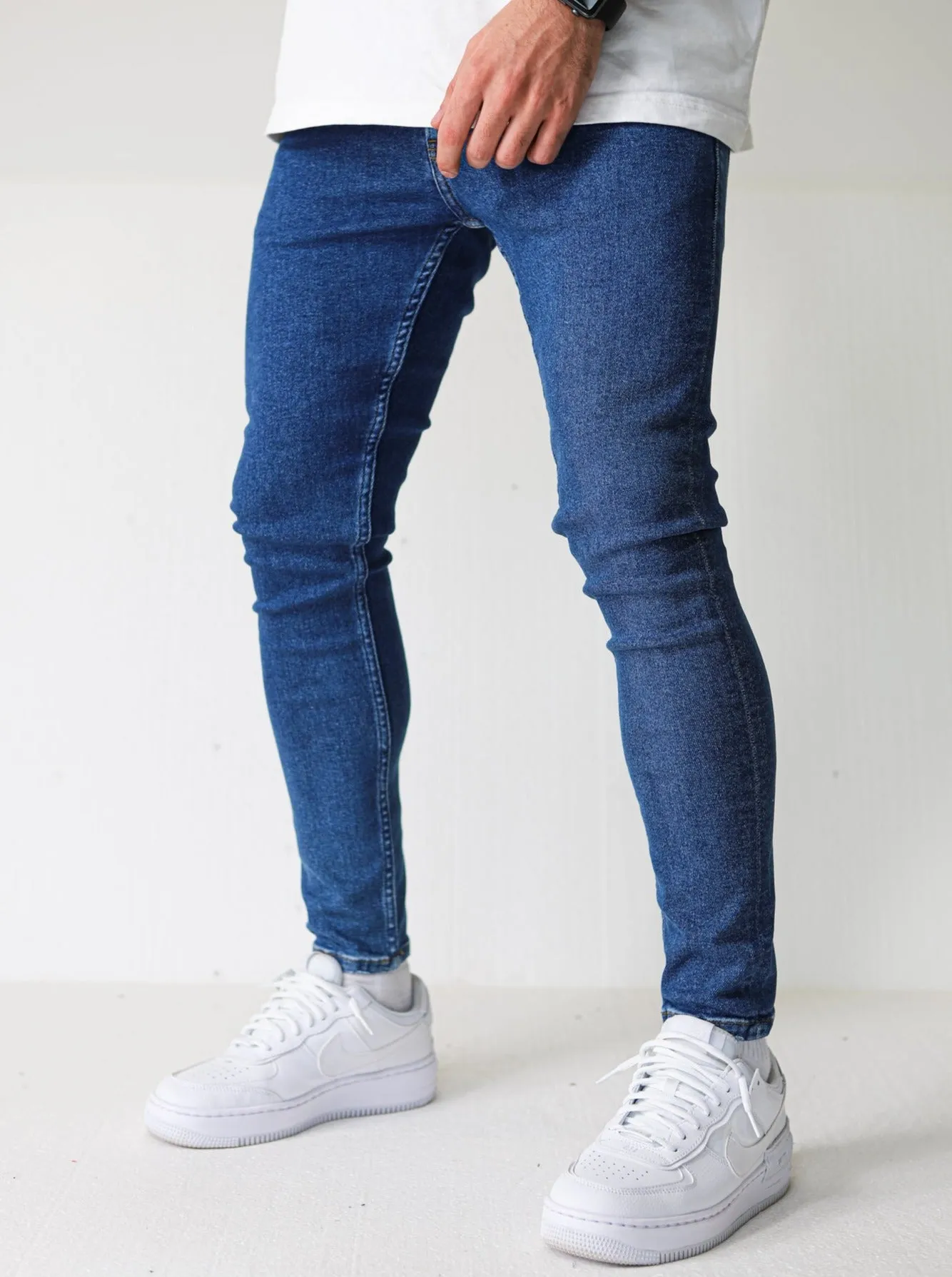 Premium High Stretch Basic Blue Jeans