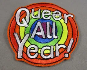 "Queer All Year!" Rainbow Iron on Patch 1pc J255