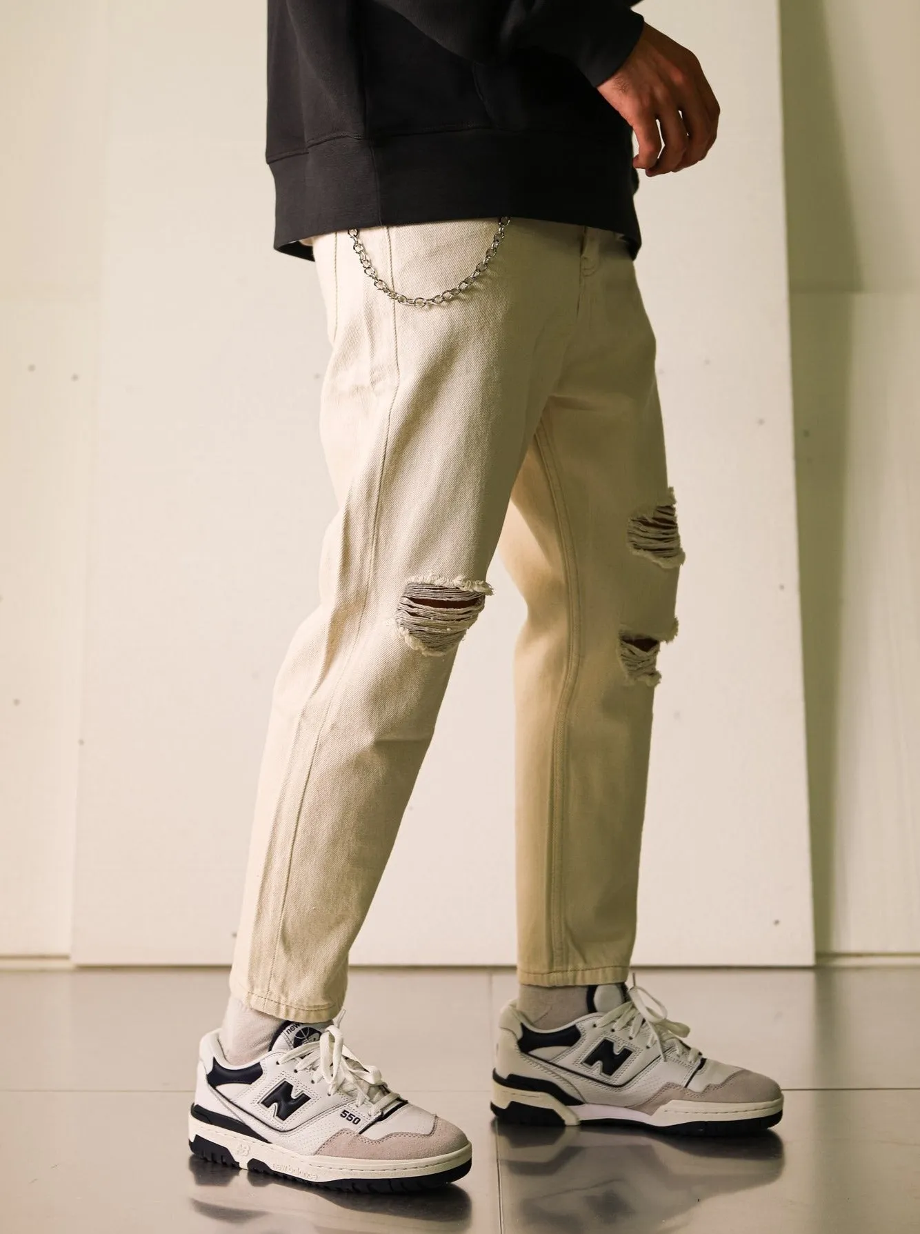 Relaxed Fit Premium Jeans - Shell Cream