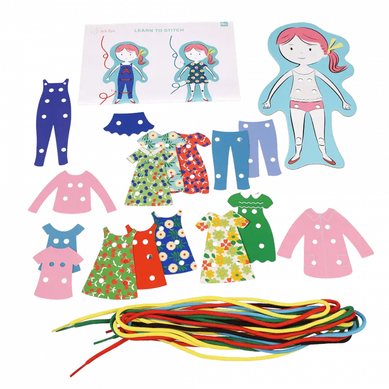 Rex of London Cardboard Learn To Stitch Dress-Up Dolly Kit