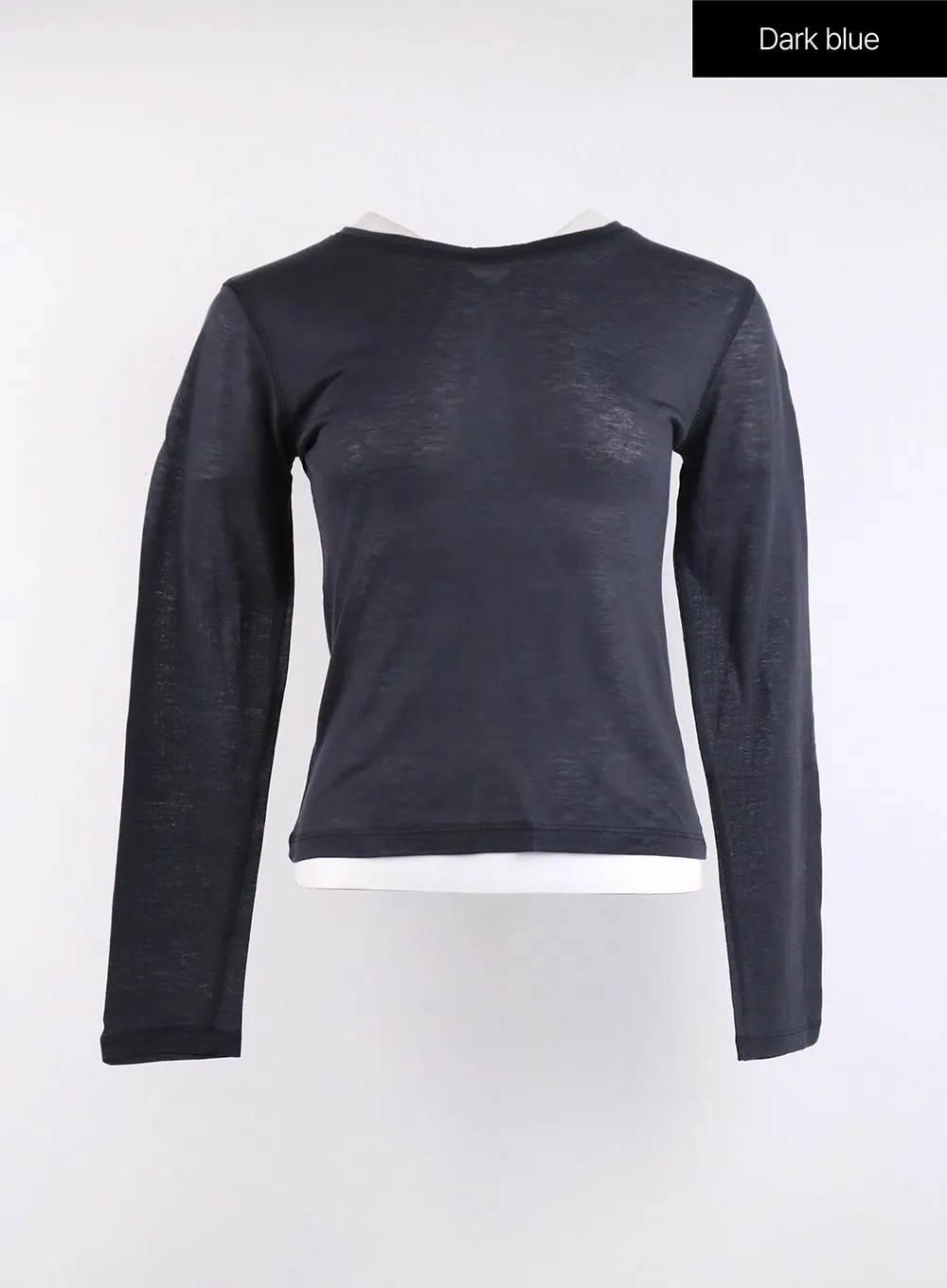 Round Neck Solid Long Sleeve Top CJ419