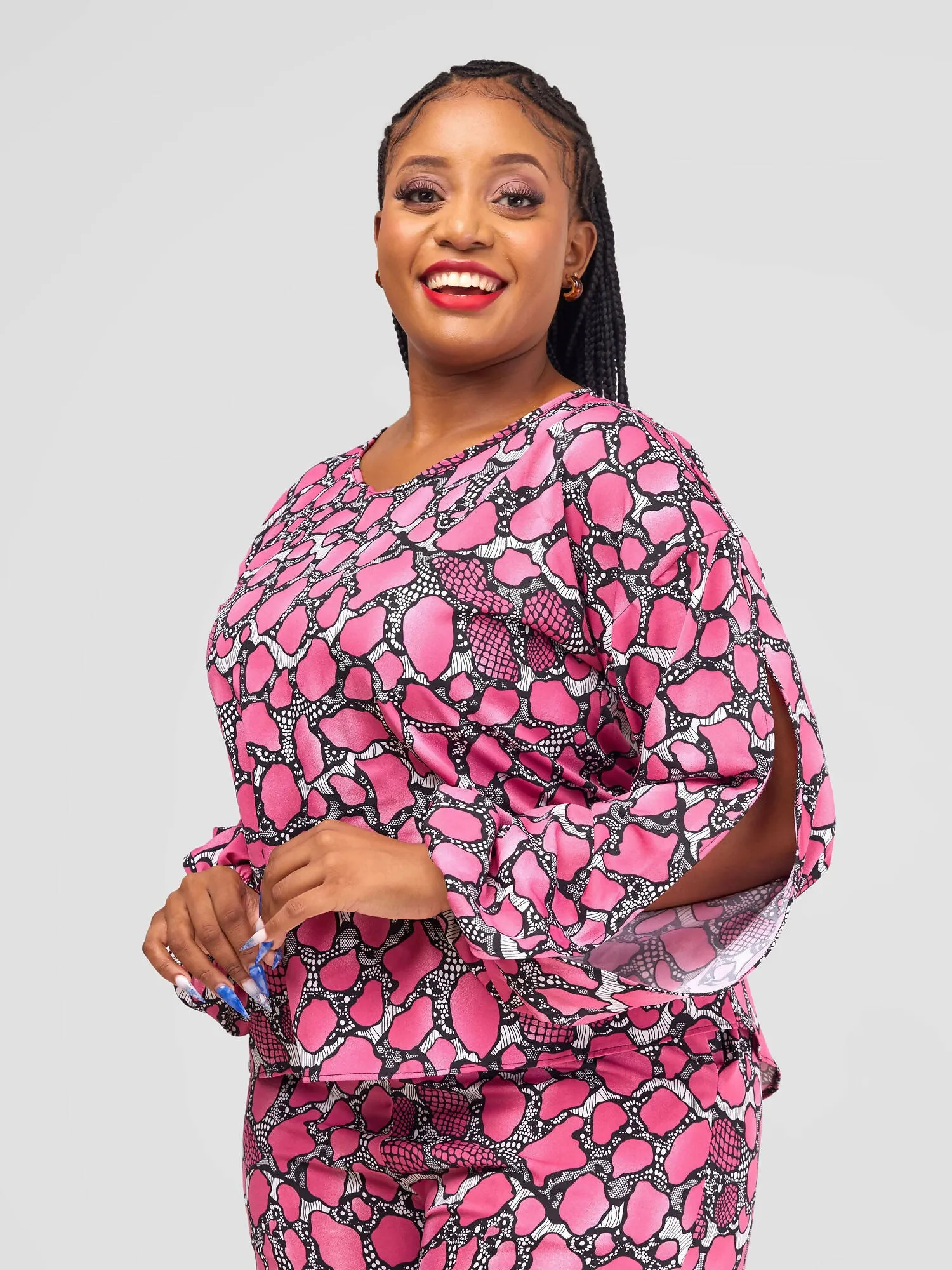 Salok Havilah Soroti Pant Set - Pink Print