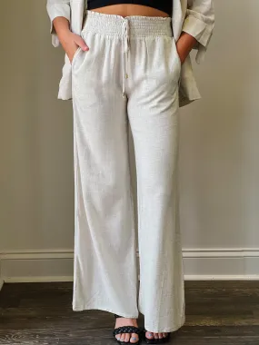 Sheila Linen Smocked Waist Pants