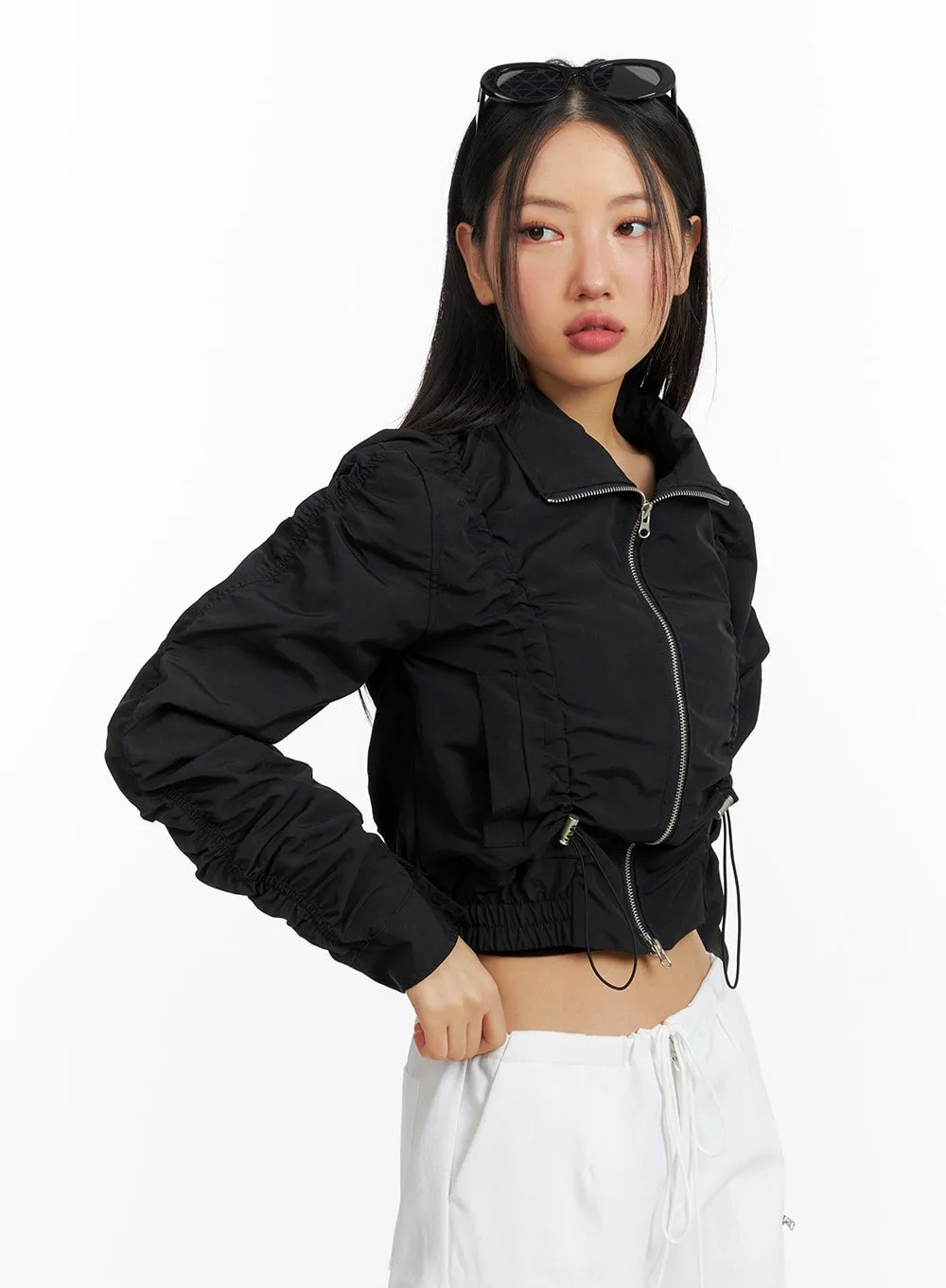 Shirred Nylon Crop Jacket CF414