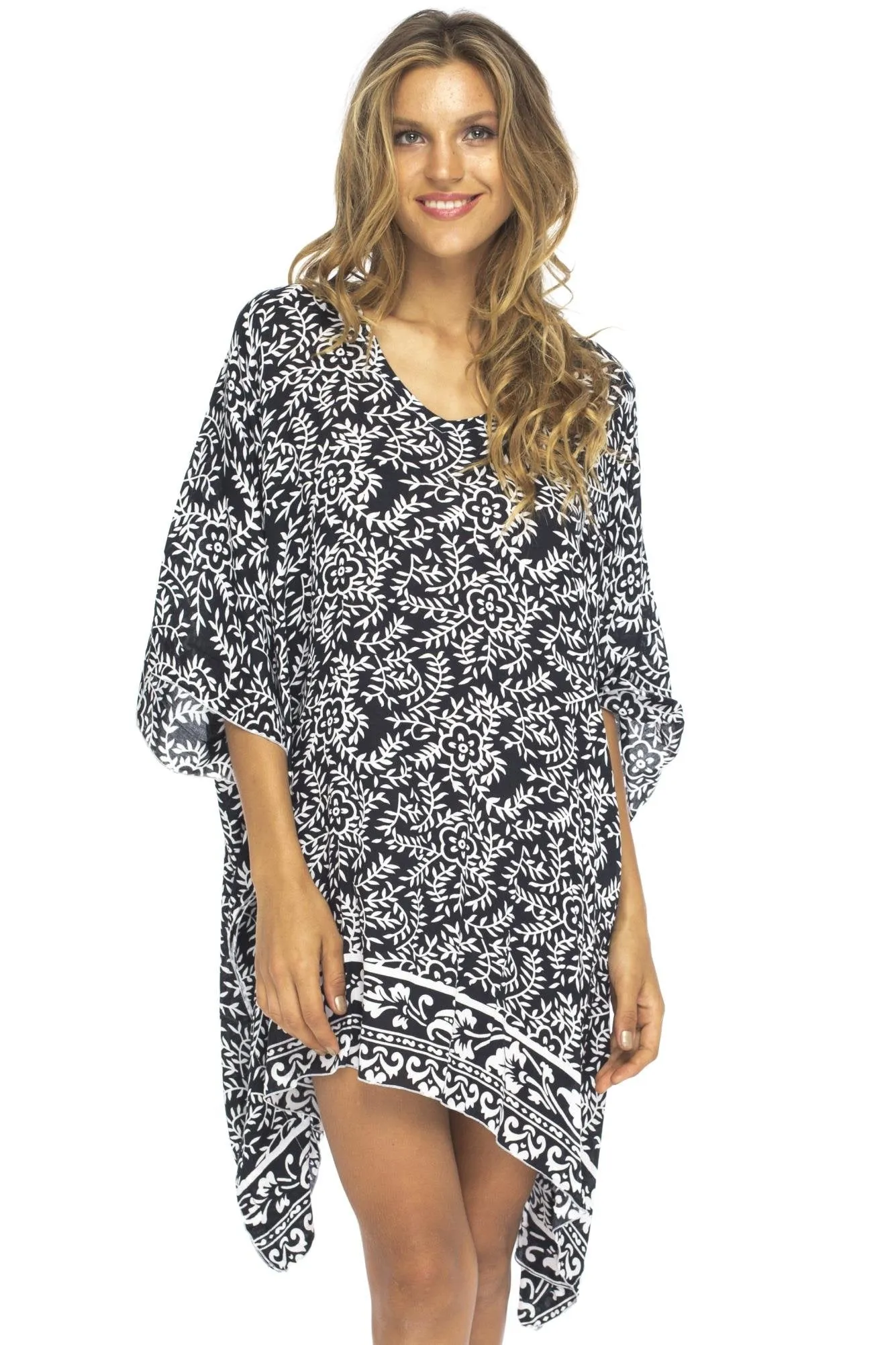 Short Floral Poncho Cover Up Dress