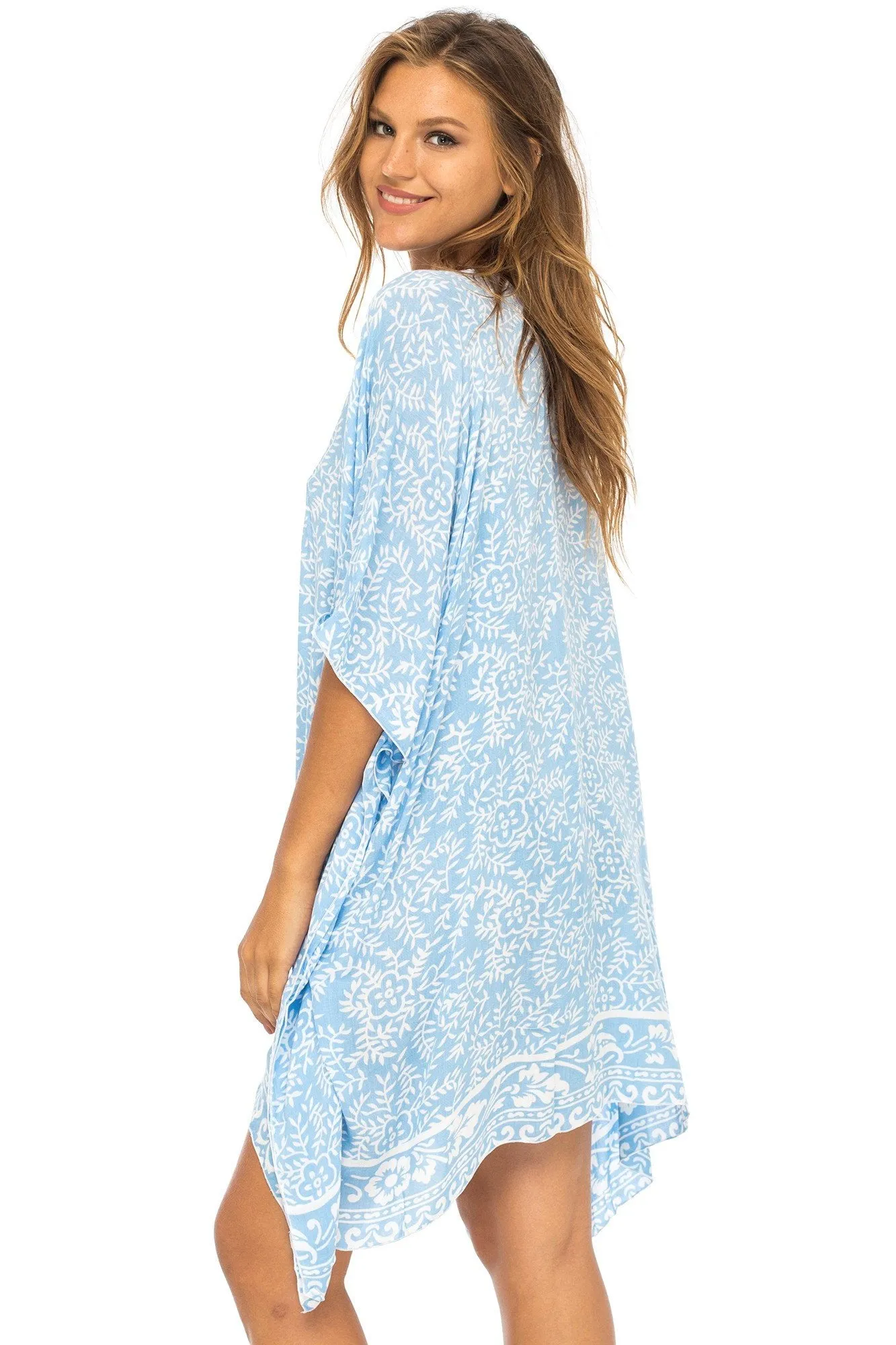 Short Floral Poncho Cover Up Dress