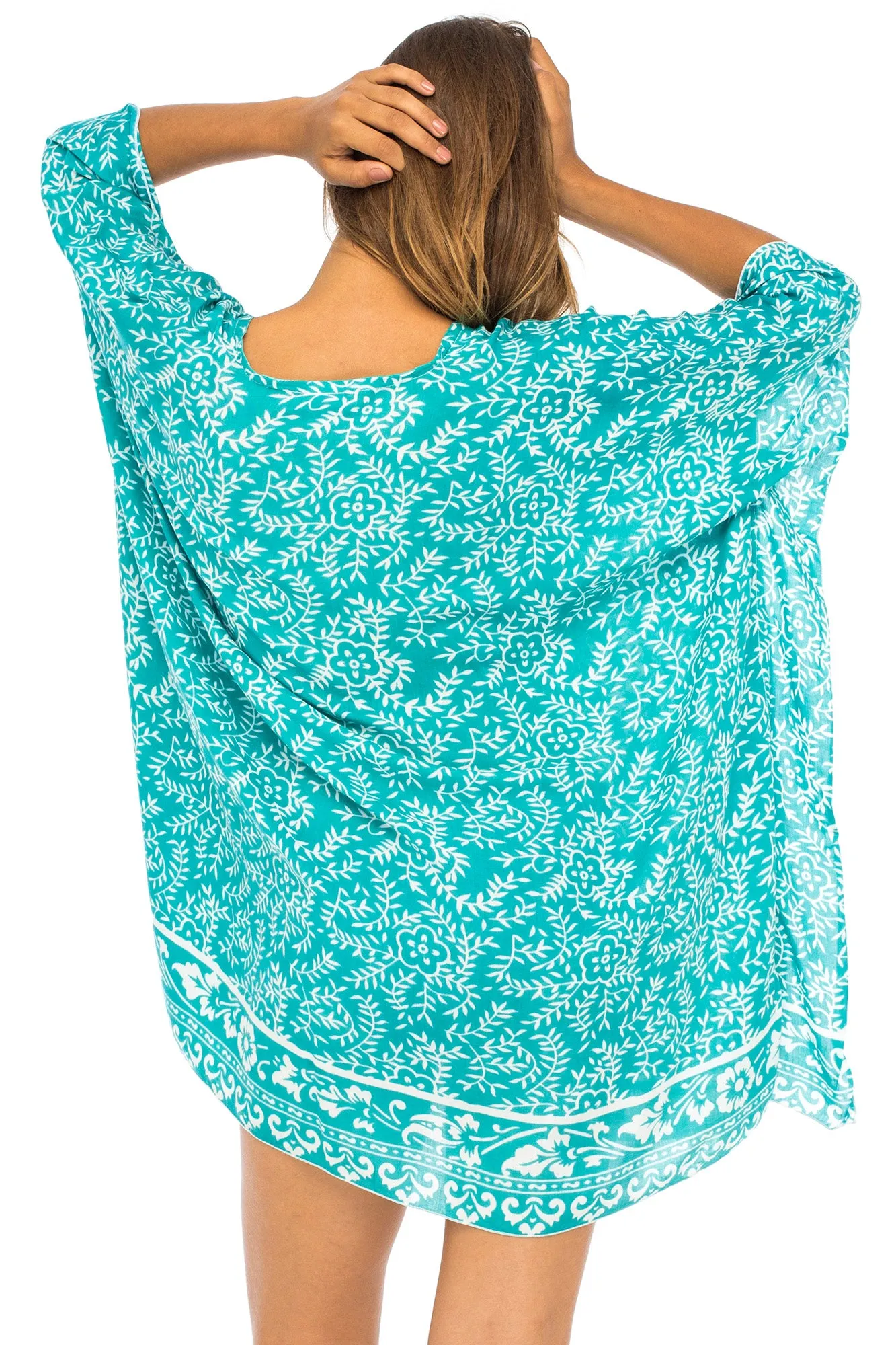 Short Floral Poncho Cover Up Dress