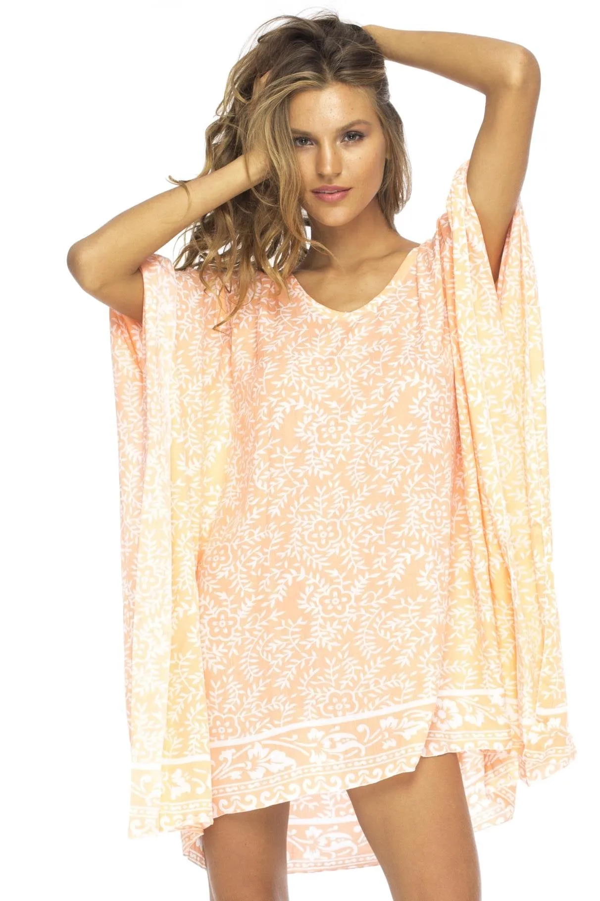 Short Floral Poncho Cover Up Dress