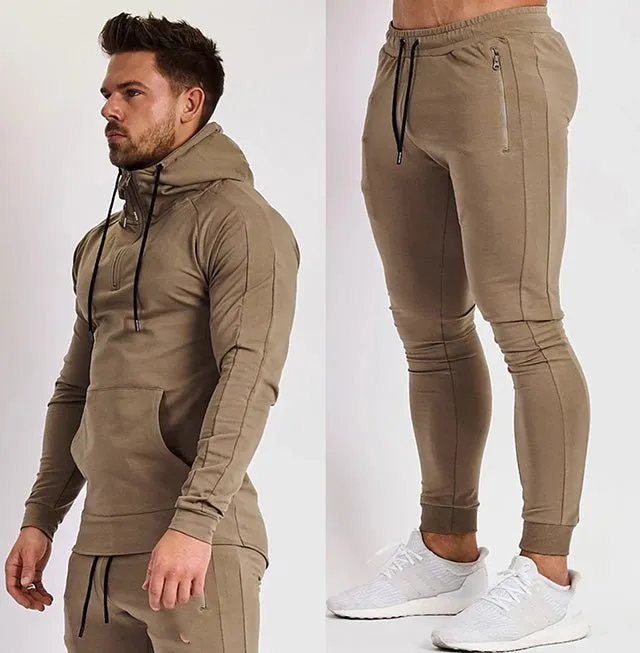 Sports Fitness Clothing Men's Brother Suit Autumn and Winter Hooded Sweatpants