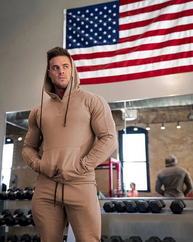 Sports Fitness Clothing Men's Brother Suit Autumn and Winter Hooded Sweatpants