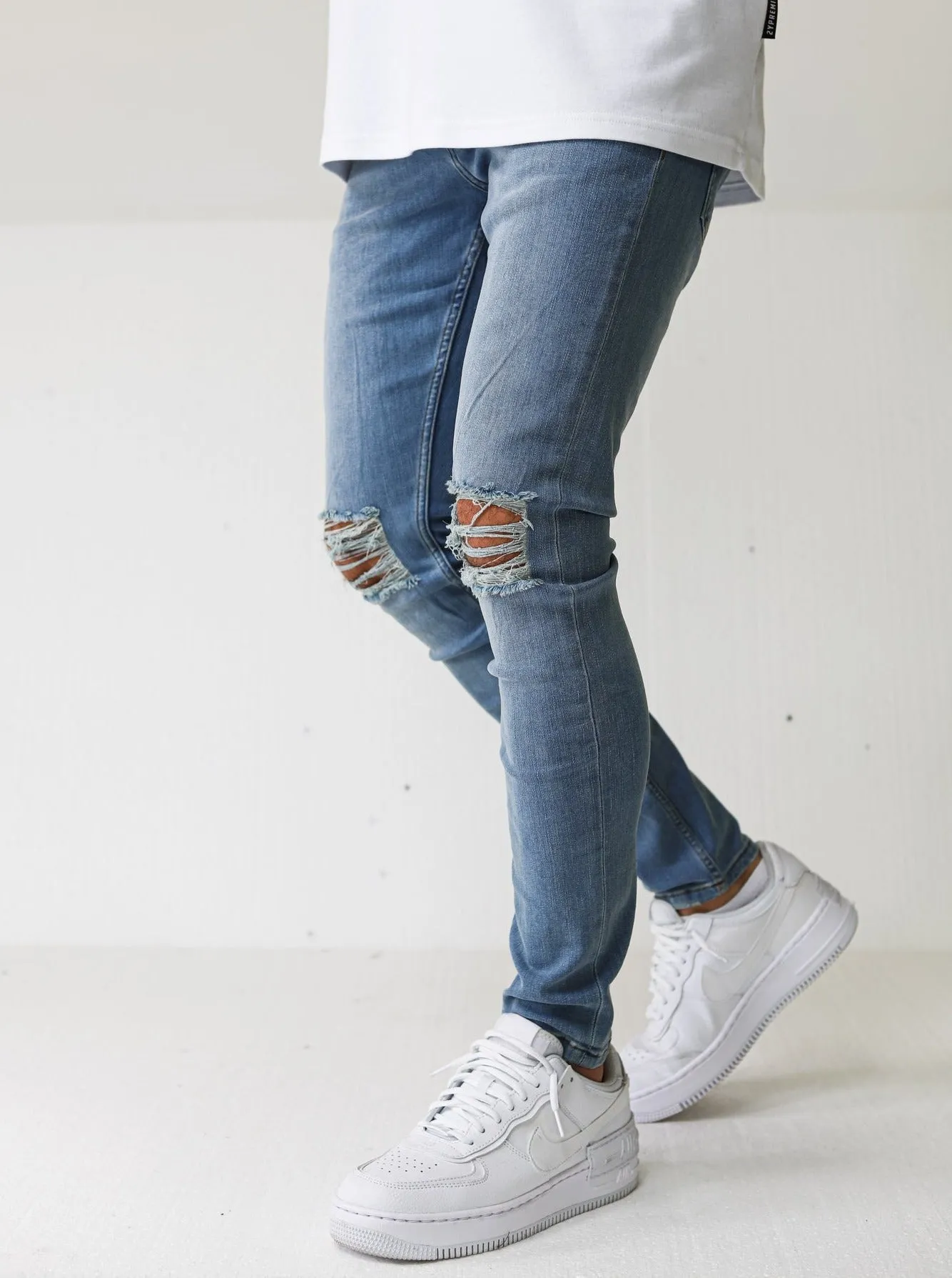 Vintage Blue Knee Ripped Jeans